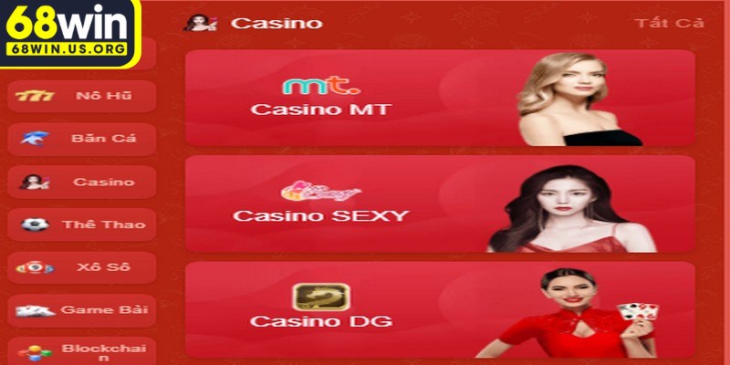 Live Casino tại 68WIN mang đến không gian sòng bạc kịch tính, hấp dẫn