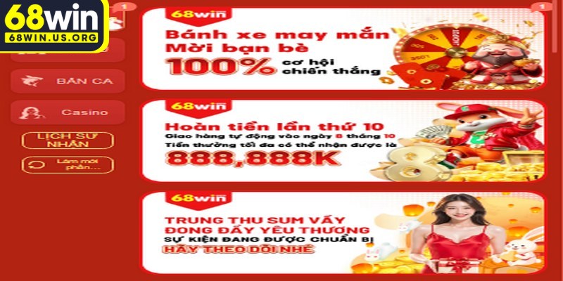 Các chương trình khuyến mãi đặc sắc nhà cái 68WIN mang đến người chơi