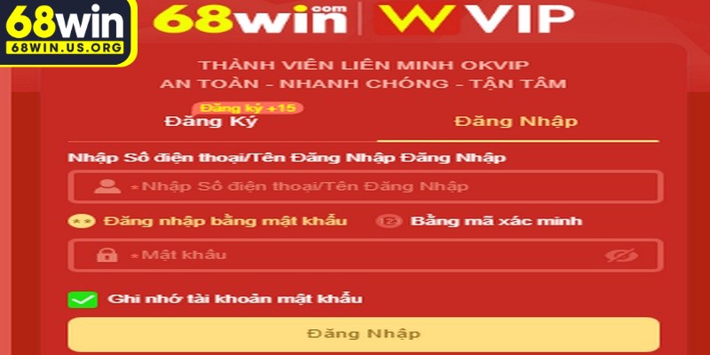 Hướng dẫn các bước đăng nhập 68WIN chi tiết, dễ thao tác
