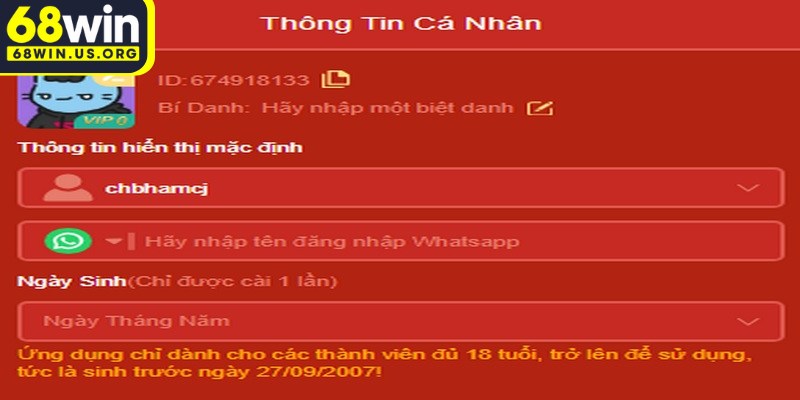 Nhập thông tin trùng khớp là quy định cần nắm rõ trước khi rút tiền 68WIN